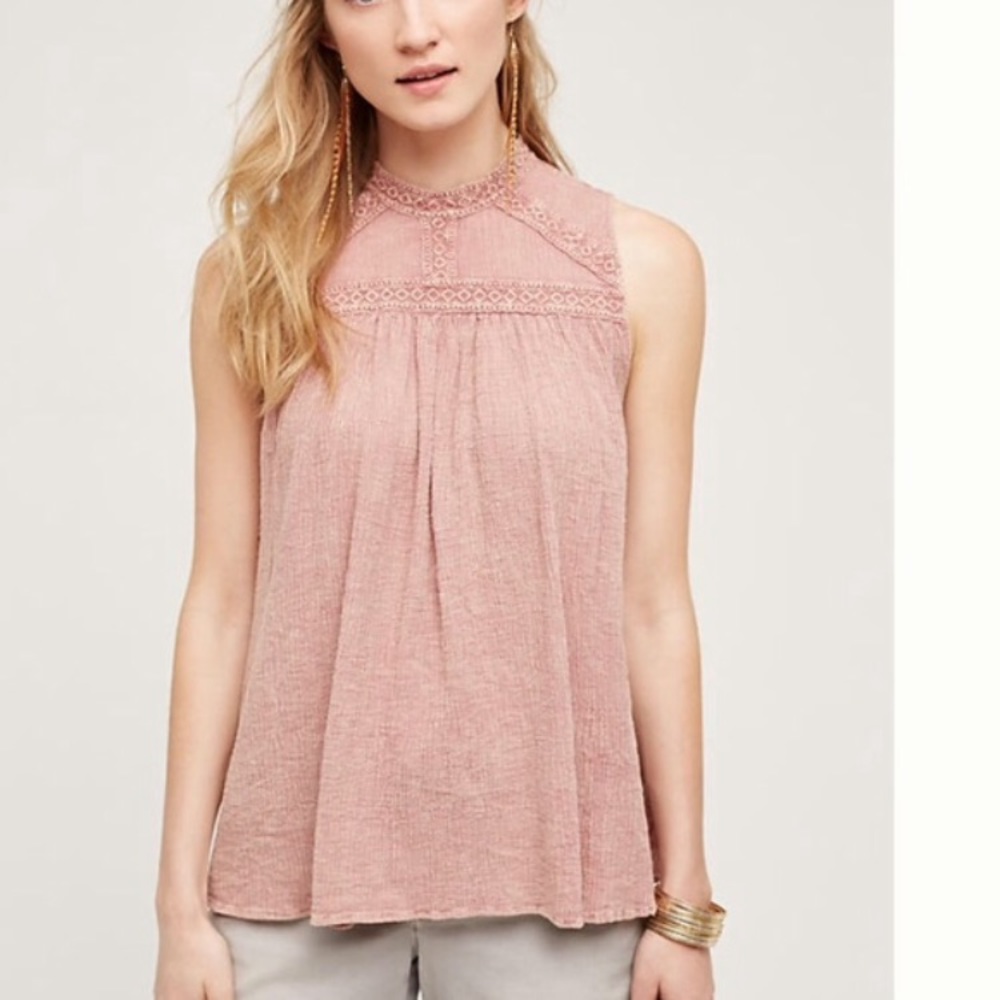 Anthropologie Sweetbriar Dusty Rose Mauve Top